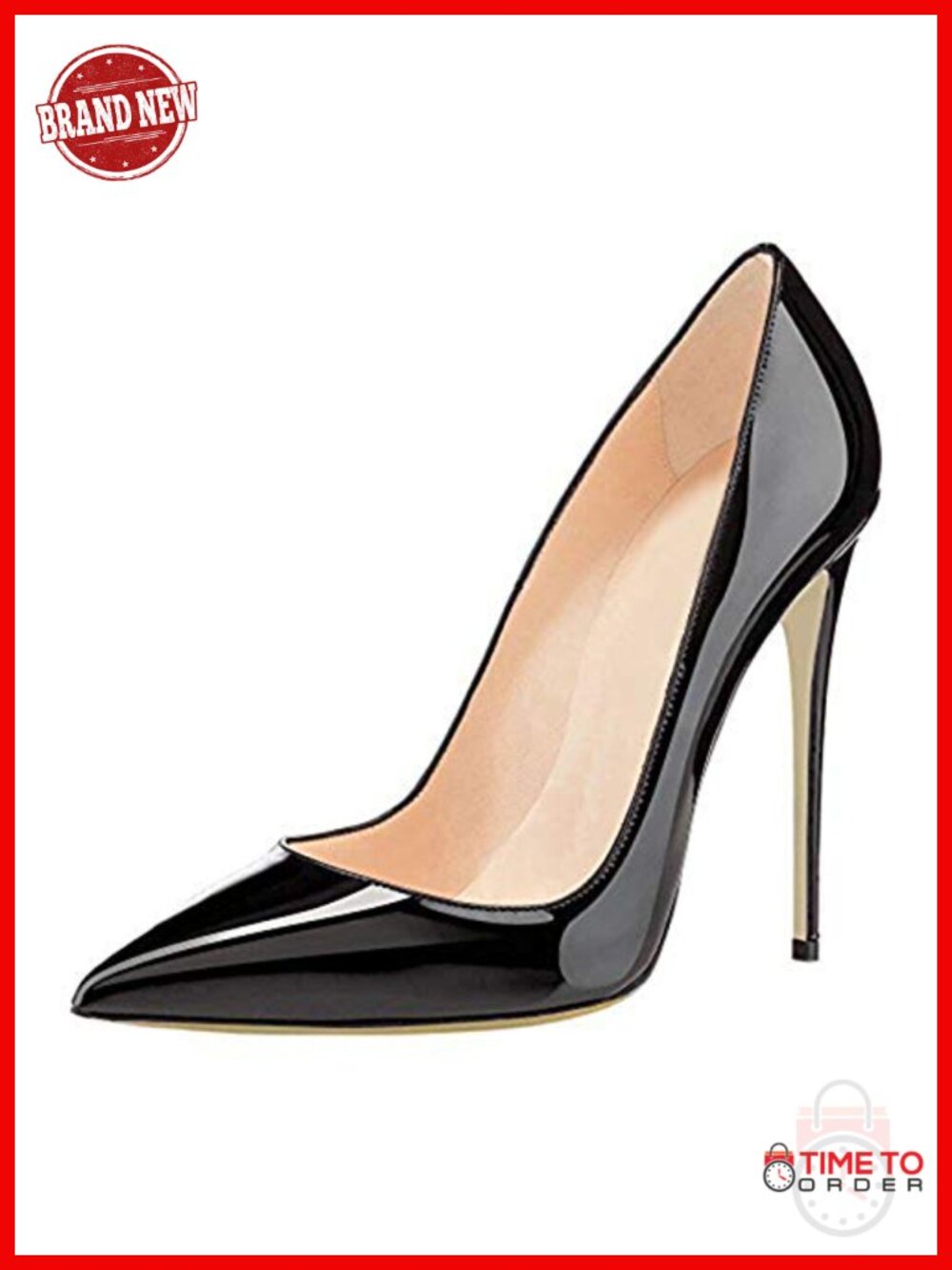 Faux Leather Pointed Toe Stiletto Heel Pump Formal Dress Shoe